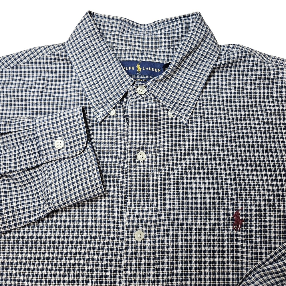 Ralph Lauren Shirt Mens Large Plaid Custom Fit Button Down Long Sleeve Casual